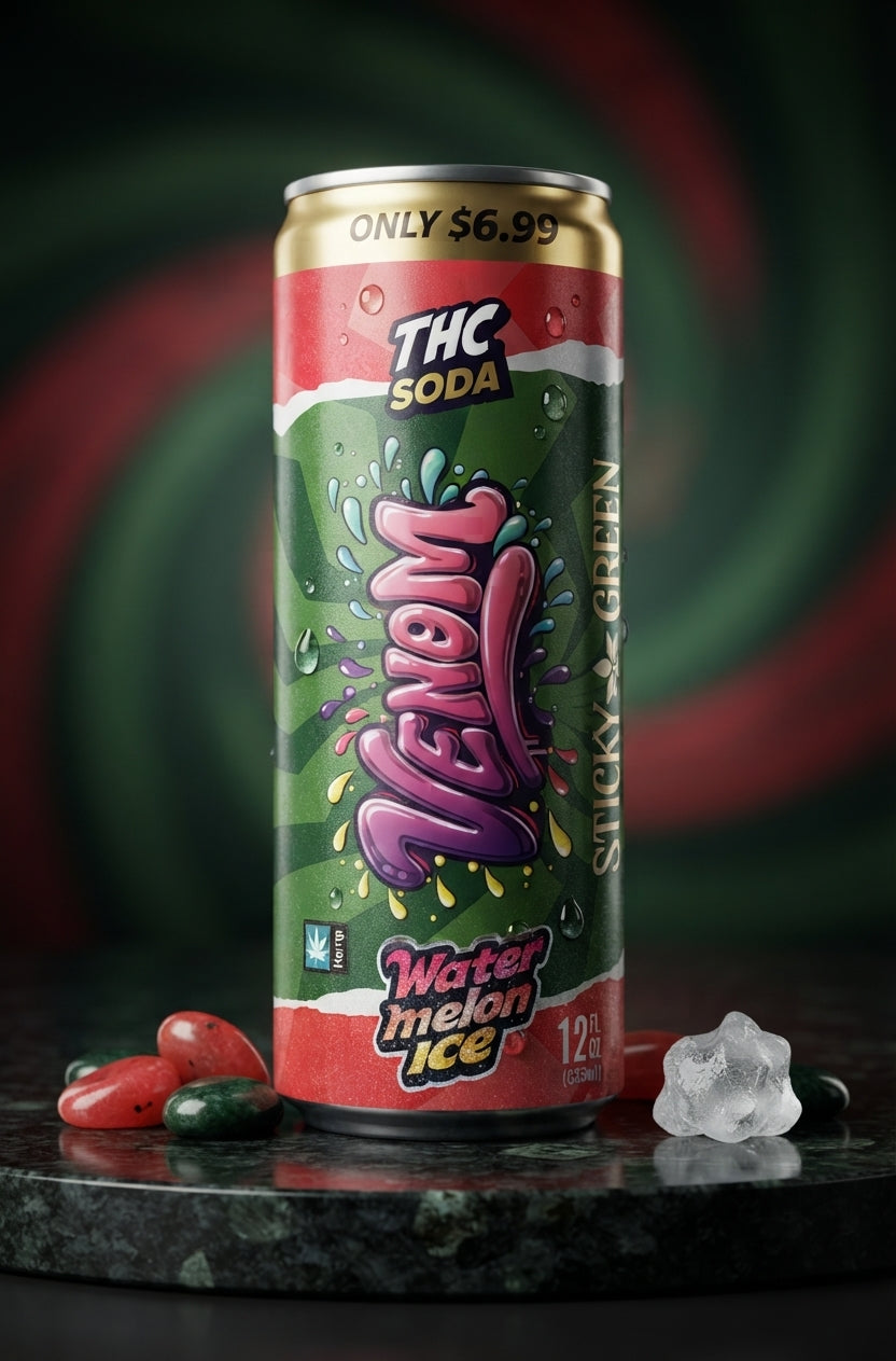 Venom Sticky Green THC Soda 50mg 12oz
