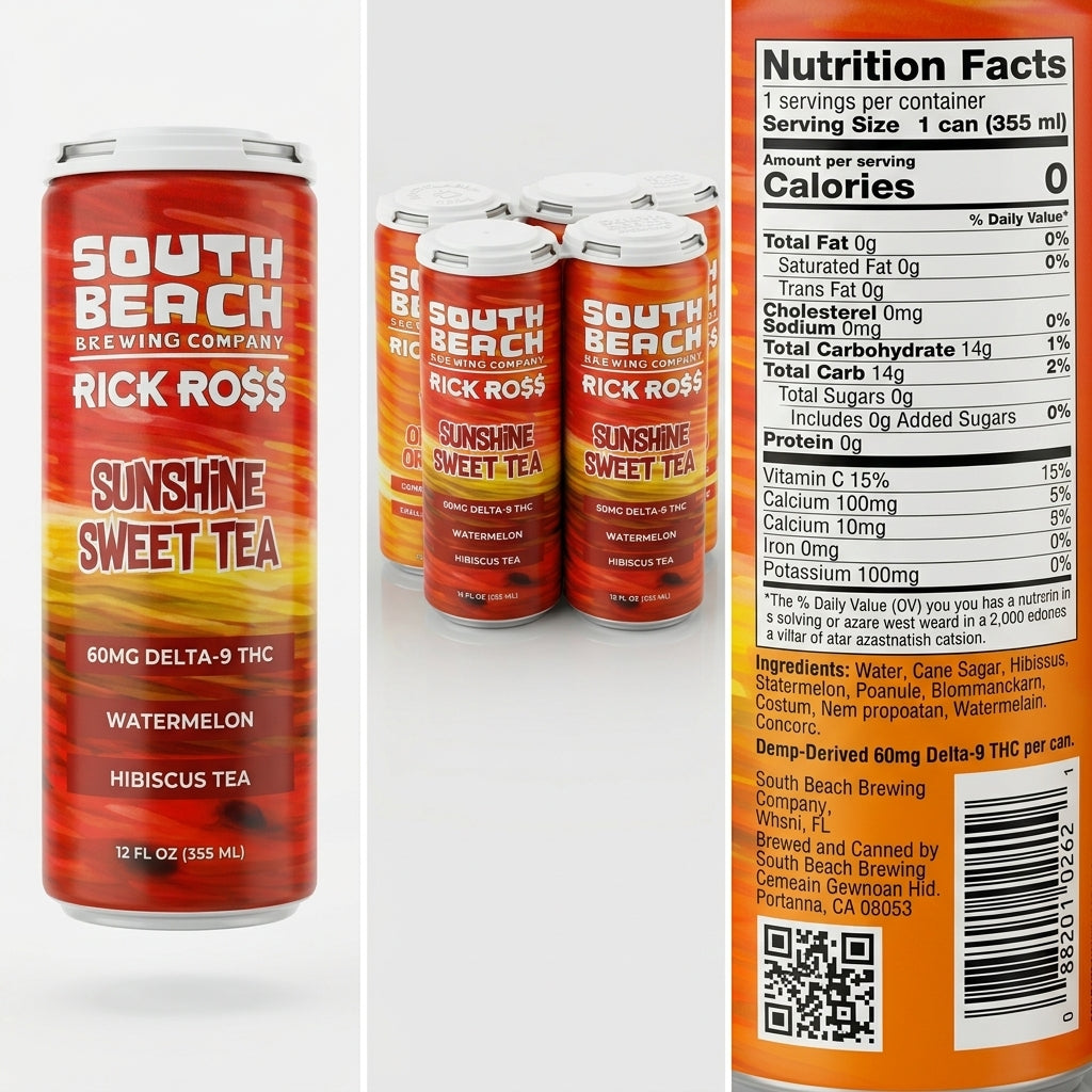 Rick Ross South Beach Browsing 60mg Delta 9 THC Sunshine Sweet Tea 12oz