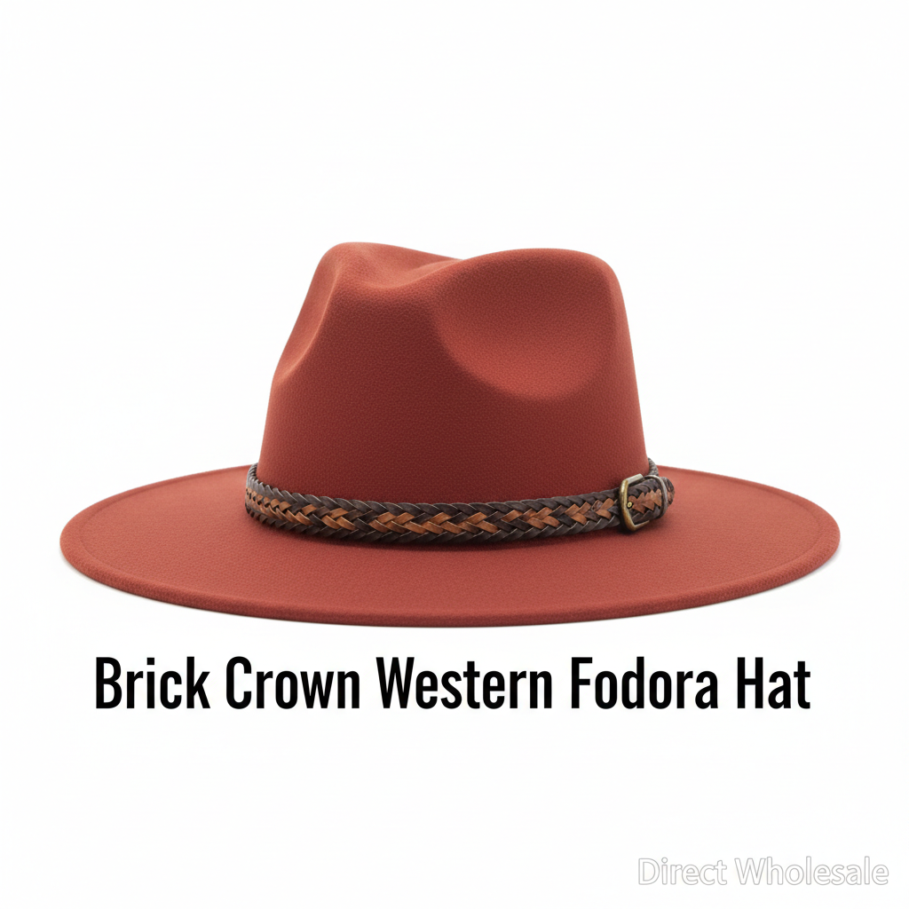 Brick Crown Western Fedora Hat