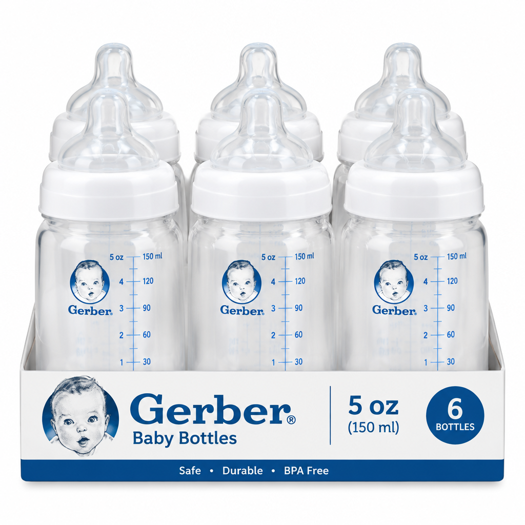 Gerber Baby Bottle Clear 5oz 6ct/Pack