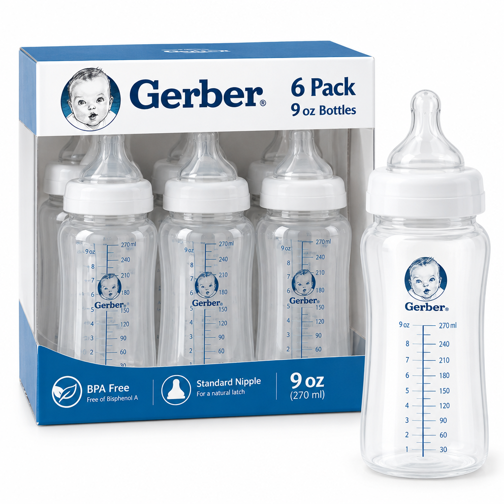 Gerber Baby Bottle Clear 9oz 6ct/Pack