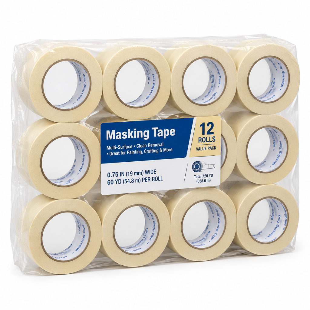 Masking Tape 0.75in x 30 Yards 12ct/Pack