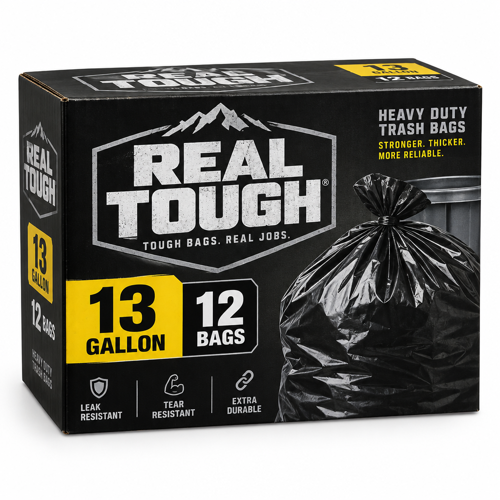 Real Tough Trash Bags 13 Gallon 12/Box